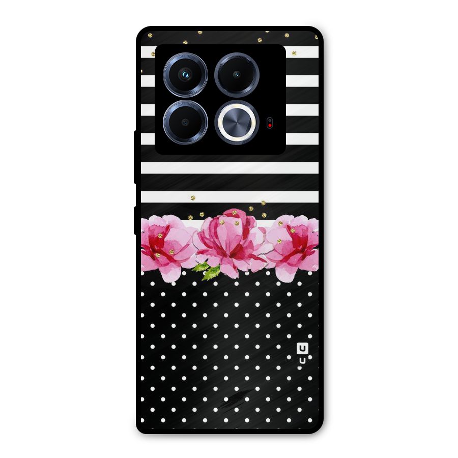 Polka Floral Stripes Metal Back Case for Infinix Note 40 5G