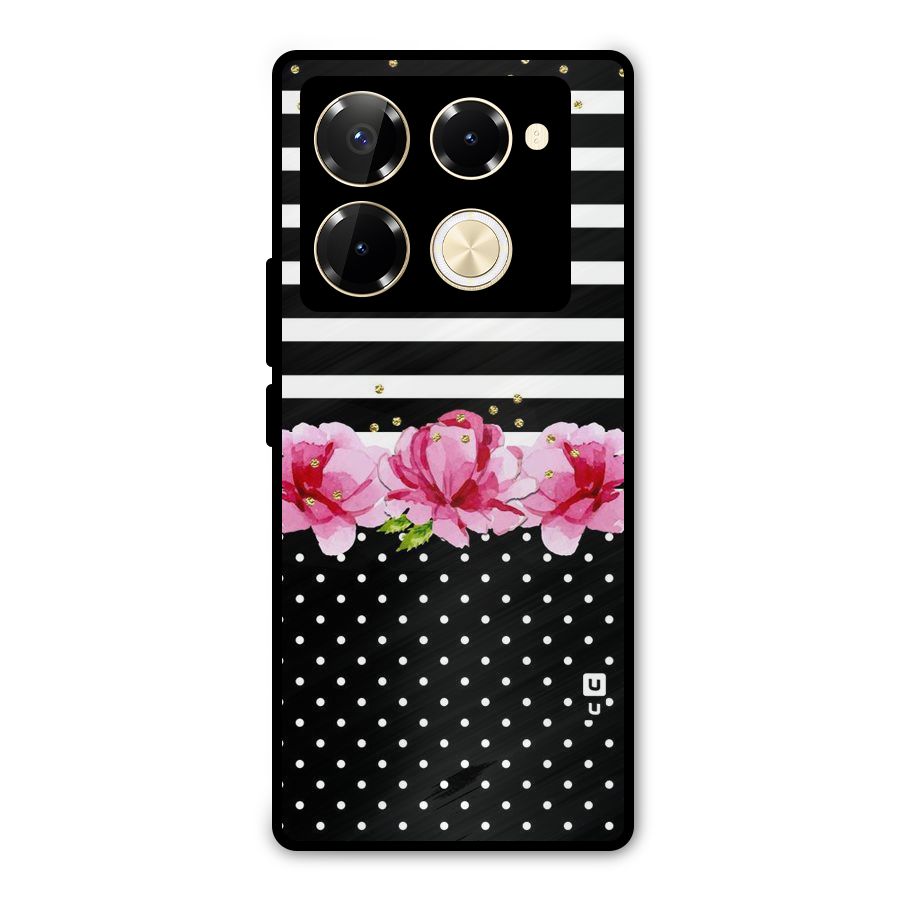 Polka Floral Stripes Metal Back Case for Infinix Note 40 Pro Plus