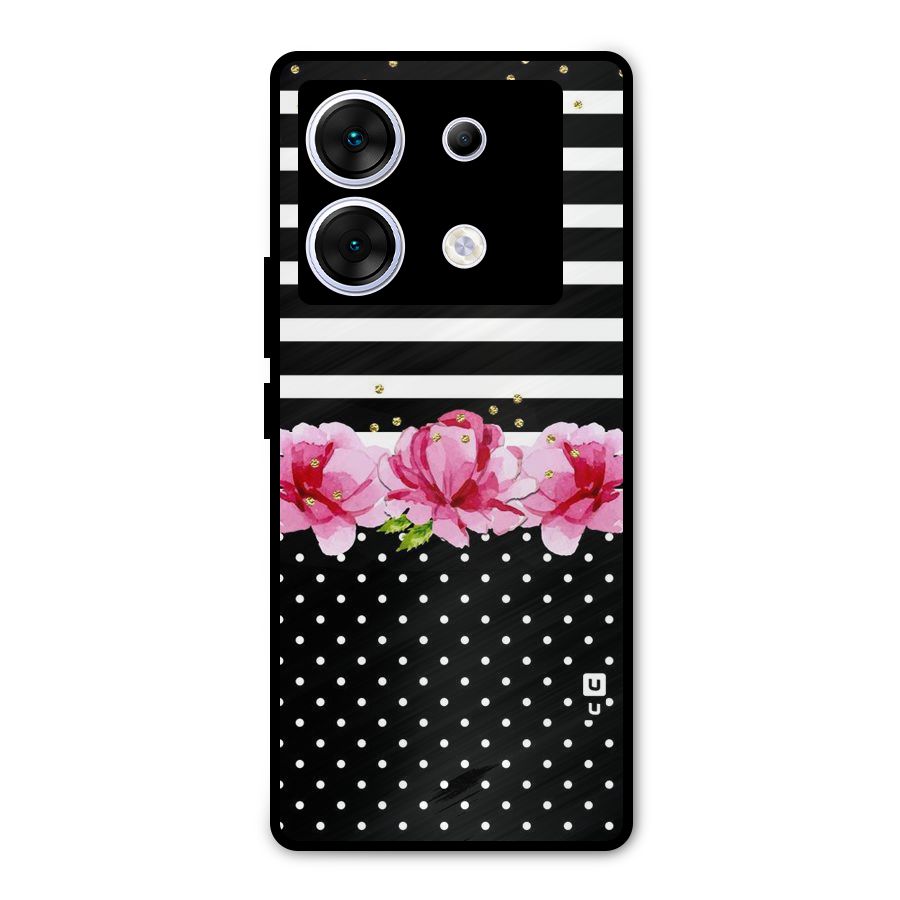 Polka Floral Stripes Metal Back Case for Infinix Zero 30 5G