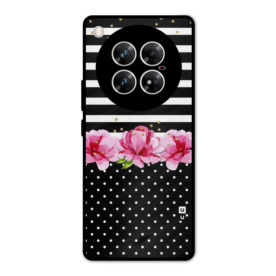 Polka Floral Stripes Metal Back Case for Infinix Zero 40 5G