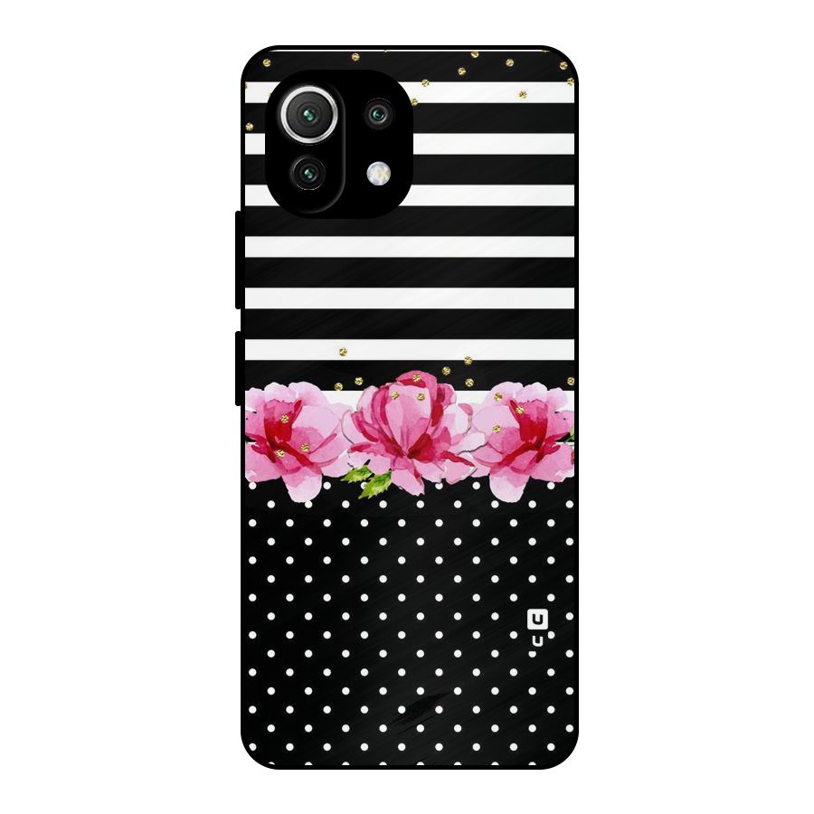 Polka Floral Stripes Metal Back Case for Mi 11 Lite