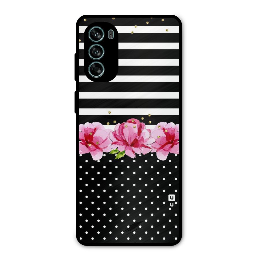 Polka Floral Stripes Metal Back Case for Moto G62