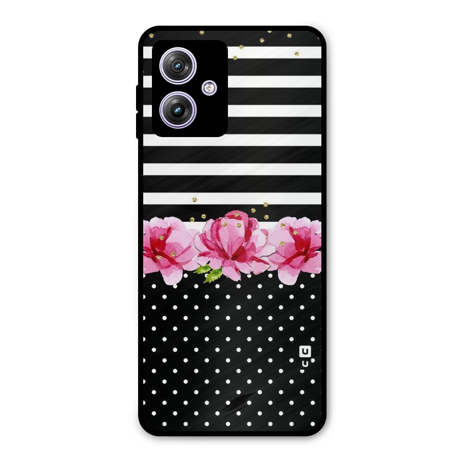 Polka Floral Stripes Metal Back Case for Moto G64