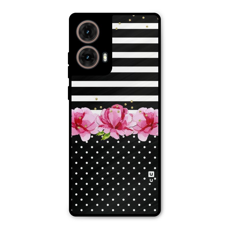 Polka Floral Stripes Metal Back Case for Moto G85