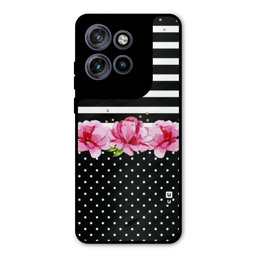 Polka Floral Stripes Metal Back Case for Motorola Edge 50 Neo