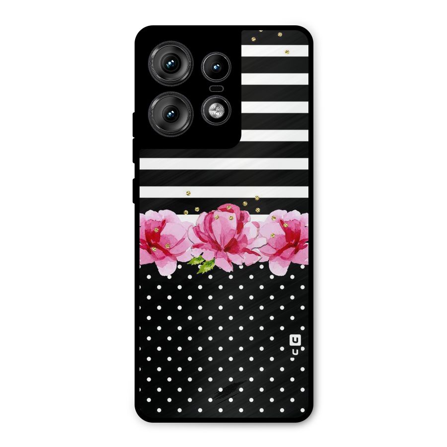 Polka Floral Stripes Metal Back Case for Motorola Edge 50 Pro