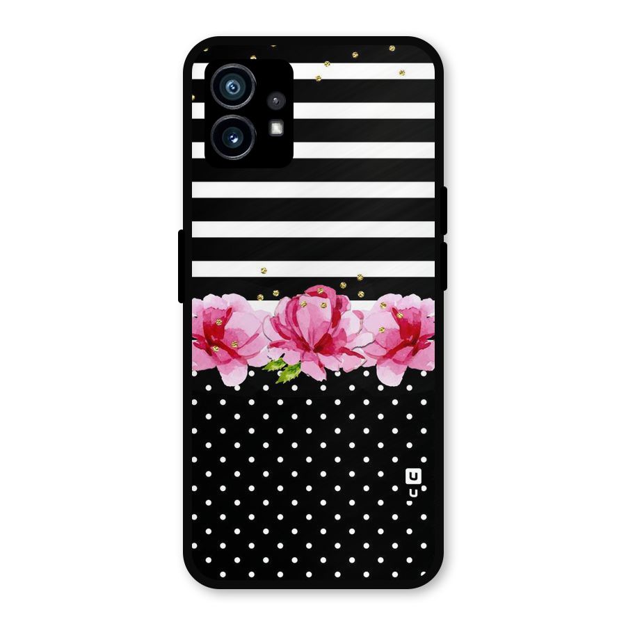 Polka Floral Stripes Metal Back Case for Nothing Phone 1