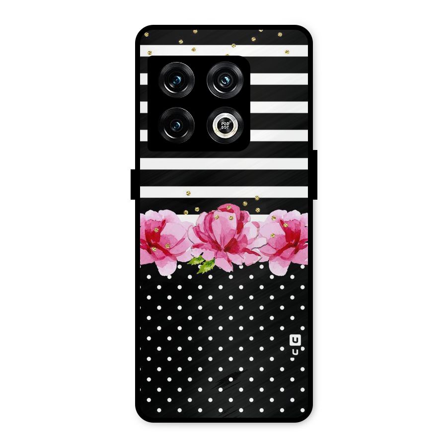 Polka Floral Stripes Metal Back Case for OnePlus 10 Pro 5G