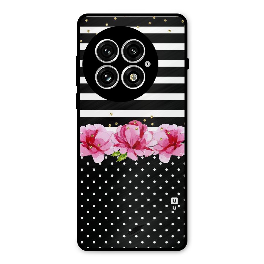 Polka Floral Stripes Metal Back Case for OnePlus 13