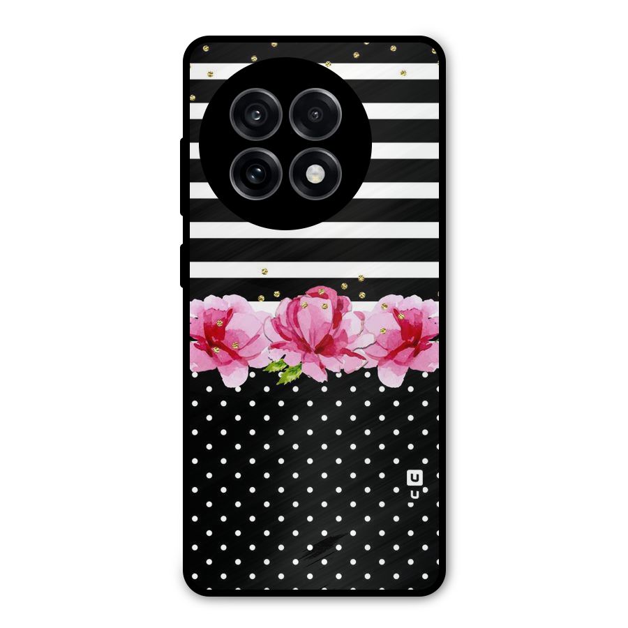 Polka Floral Stripes Metal Back Case for OnePlus 13R