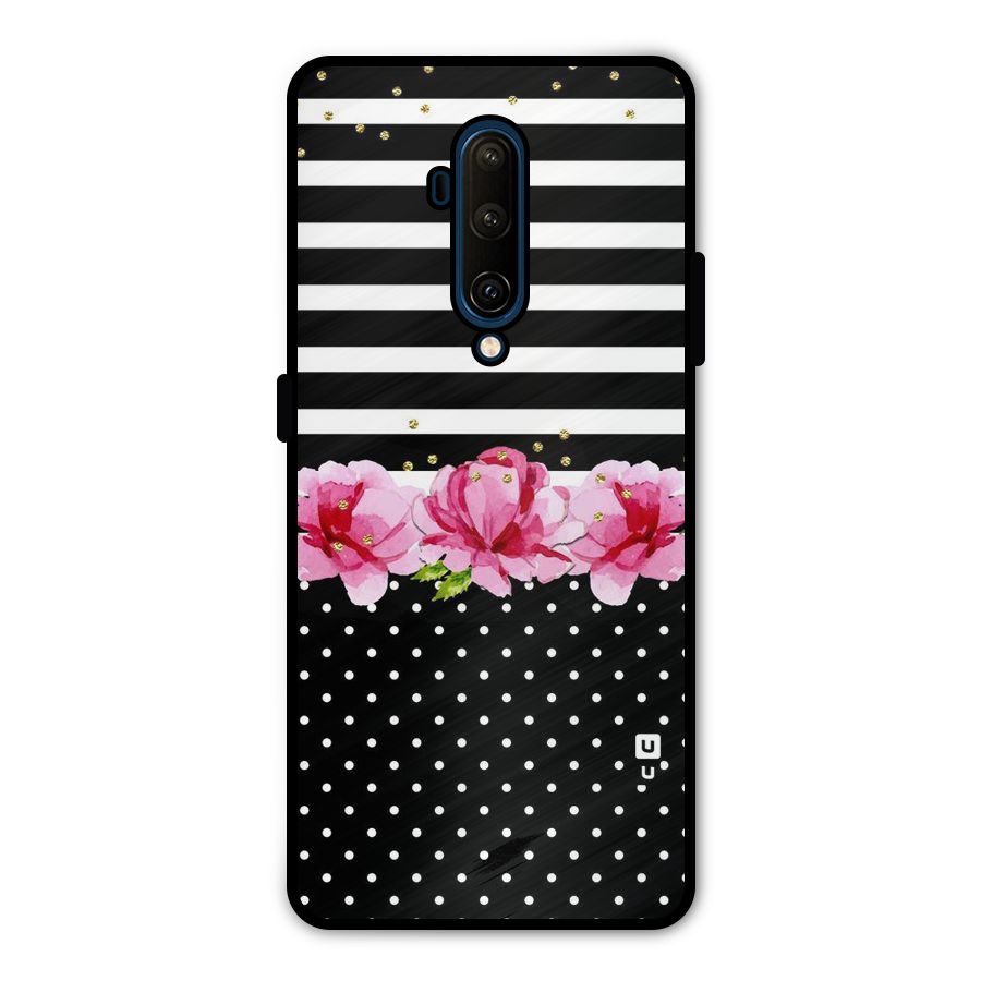 Polka Floral Stripes Metal Back Case for OnePlus 7T Pro