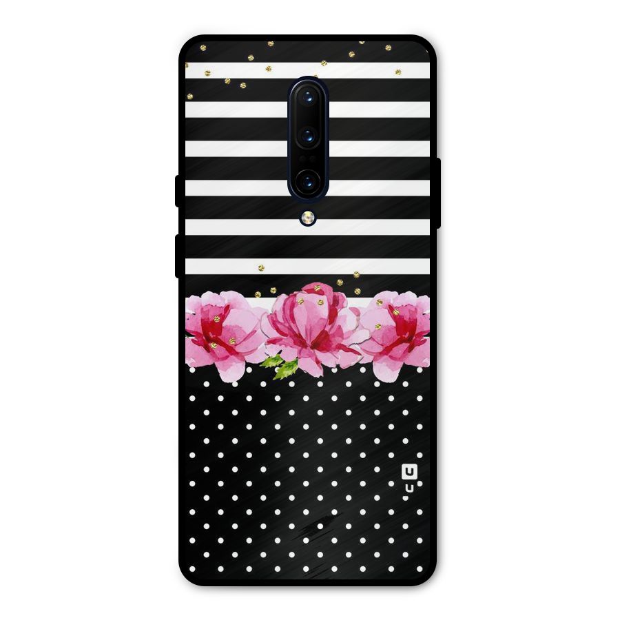 Polka Floral Stripes Metal Back Case for OnePlus 7 Pro