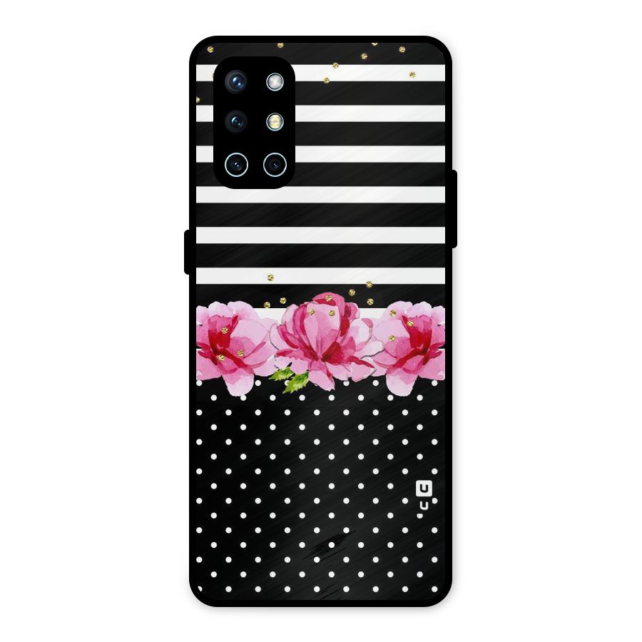 Polka Floral Stripes Metal Back Case for OnePlus 9R