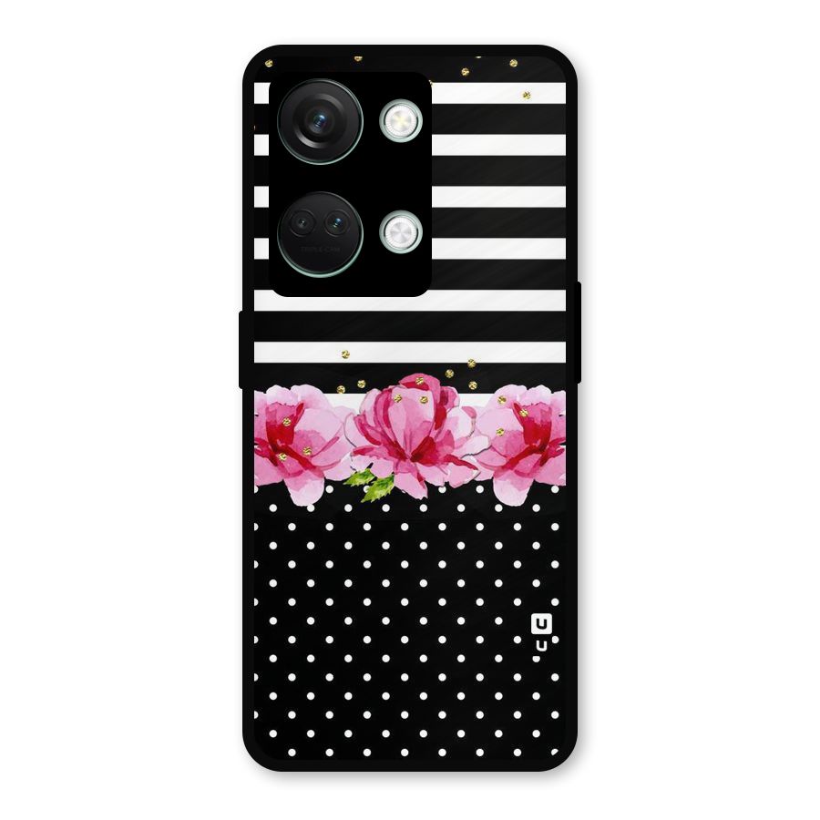 Polka Floral Stripes Metal Back Case for OnePlus Nord 3