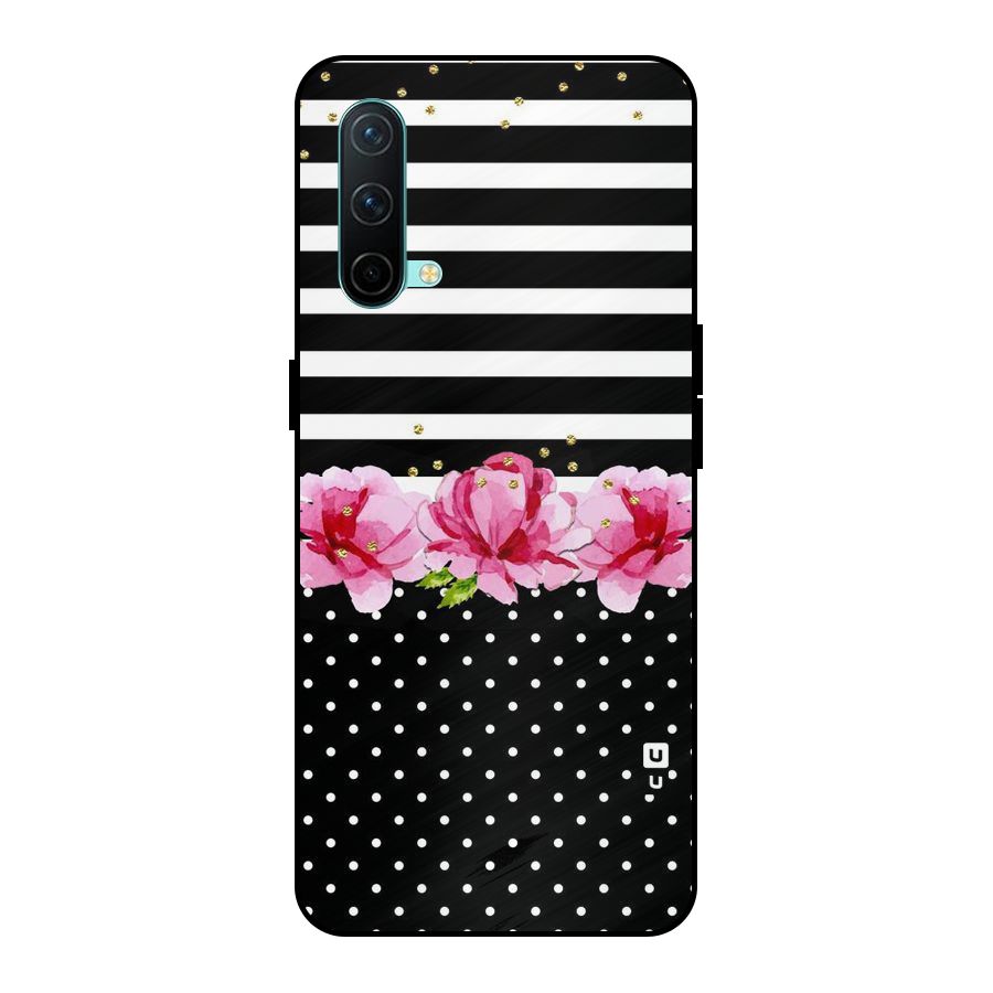 Polka Floral Stripes Metal Back Case for OnePlus Nord CE 5G