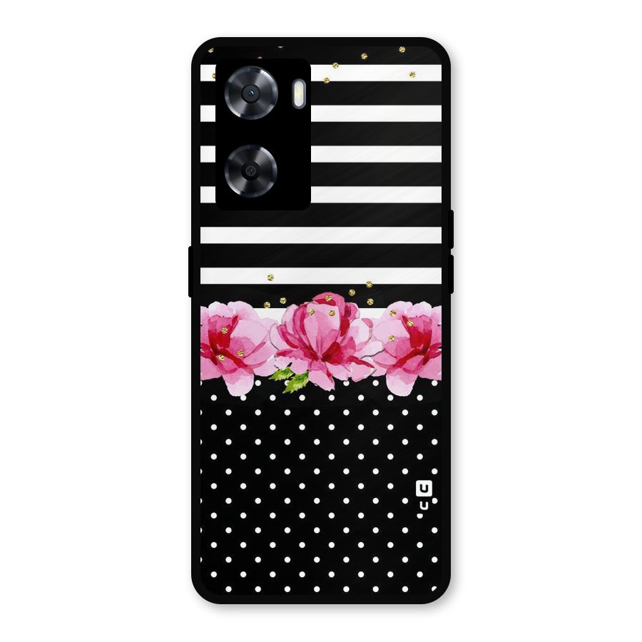 Polka Floral Stripes Metal Back Case for OnePlus Nord N20 SE