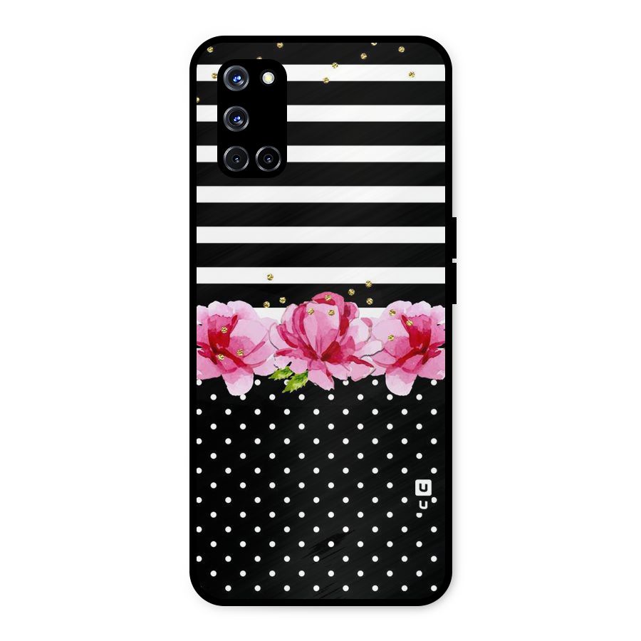 Polka Floral Stripes Metal Back Case for Oppo A52