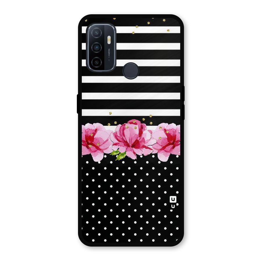 Polka Floral Stripes Metal Back Case for Oppo A53
