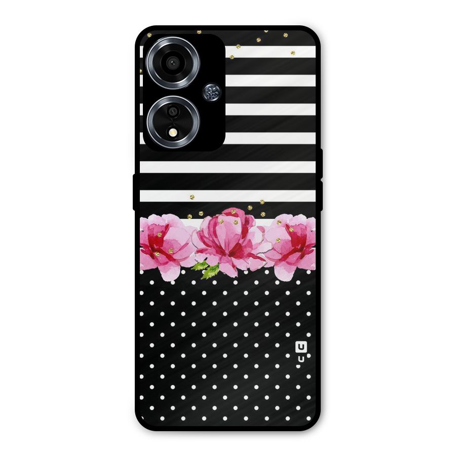 Polka Floral Stripes Metal Back Case for Oppo A59