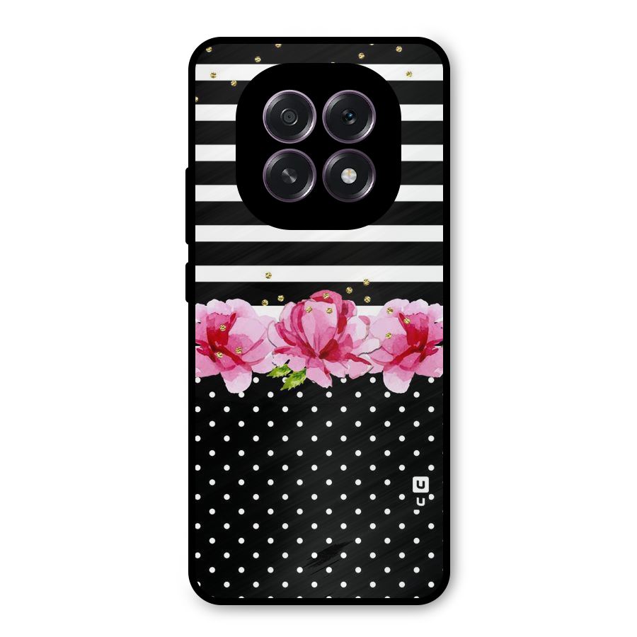 Polka Floral Stripes Metal Back Case for Oppo F29