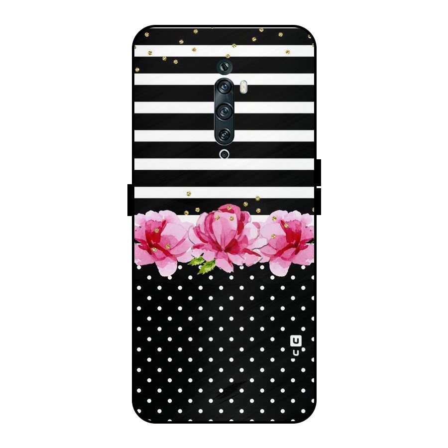 Polka Floral Stripes Metal Back Case for Oppo Reno2 Z
