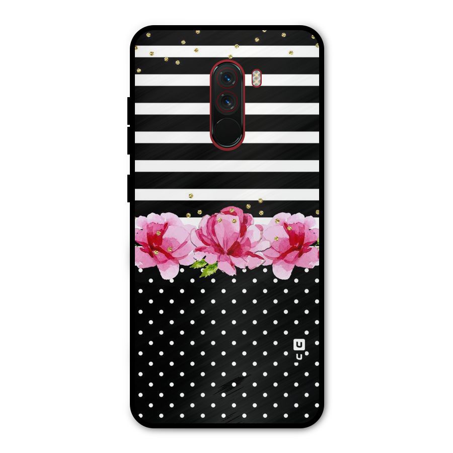 Polka Floral Stripes Metal Back Case for Poco F1