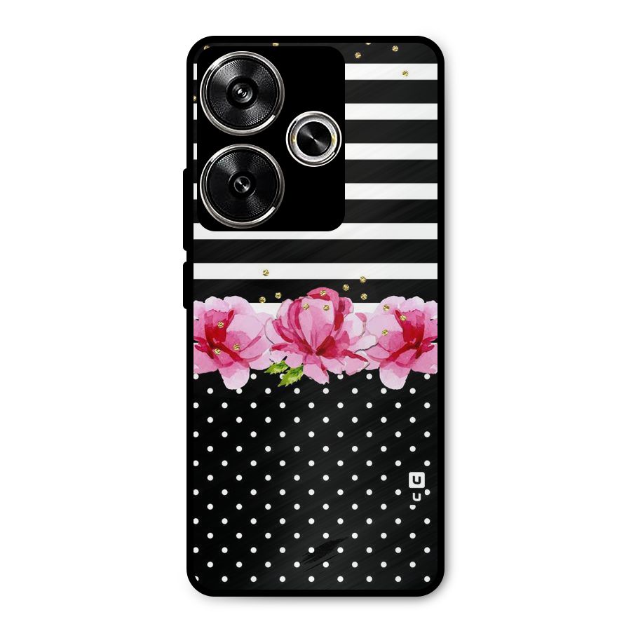 Polka Floral Stripes Metal Back Case for Poco F6