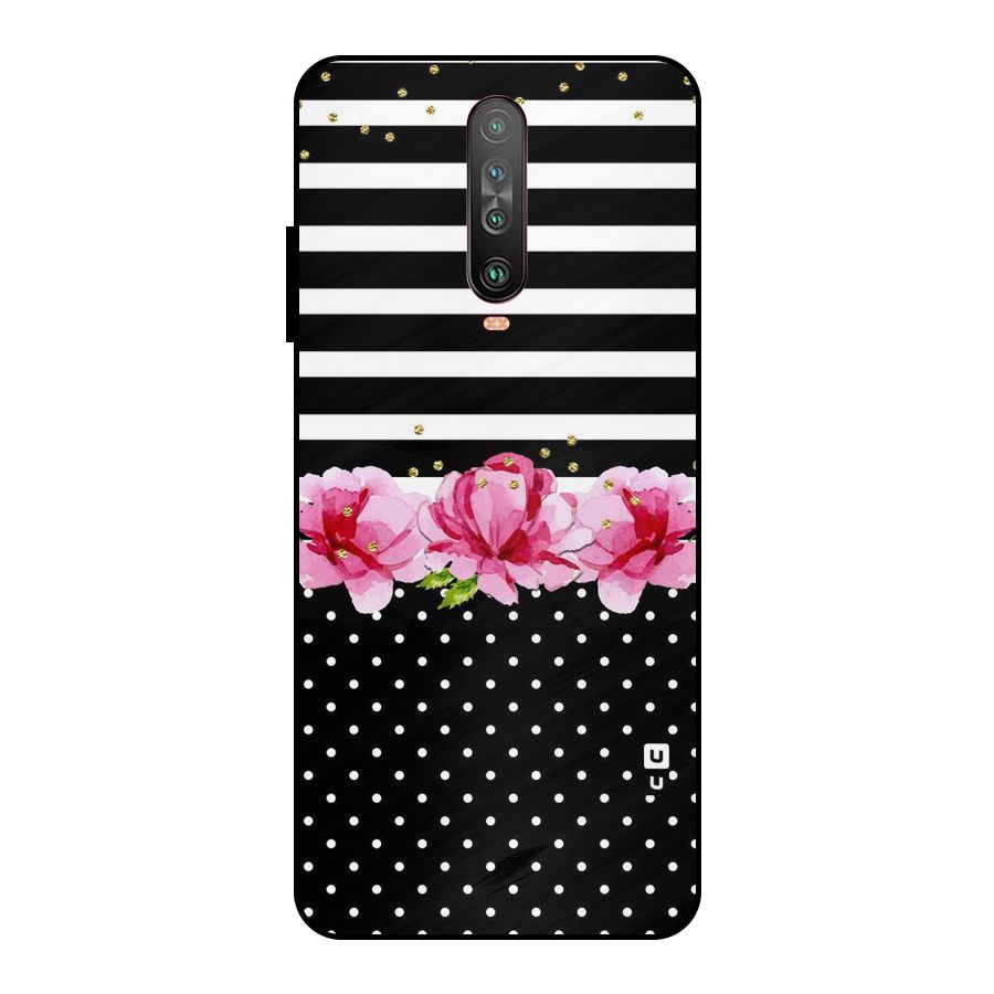 Polka Floral Stripes Metal Back Case for Poco X2