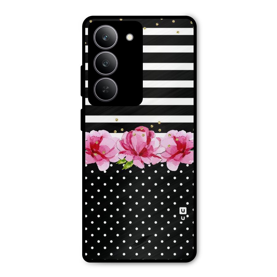 Polka Floral Stripes Metal Back Case for Realme 14x