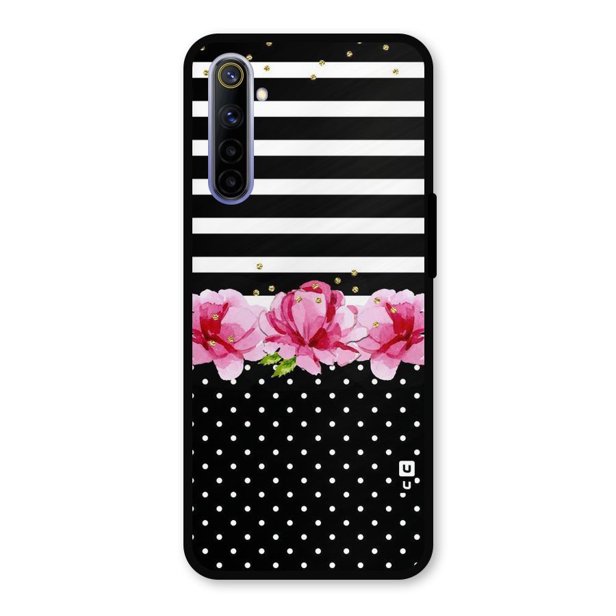 Polka Floral Stripes Metal Back Case for Realme 6