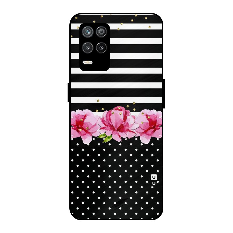 Polka Floral Stripes Metal Back Case for Realme 8 5G