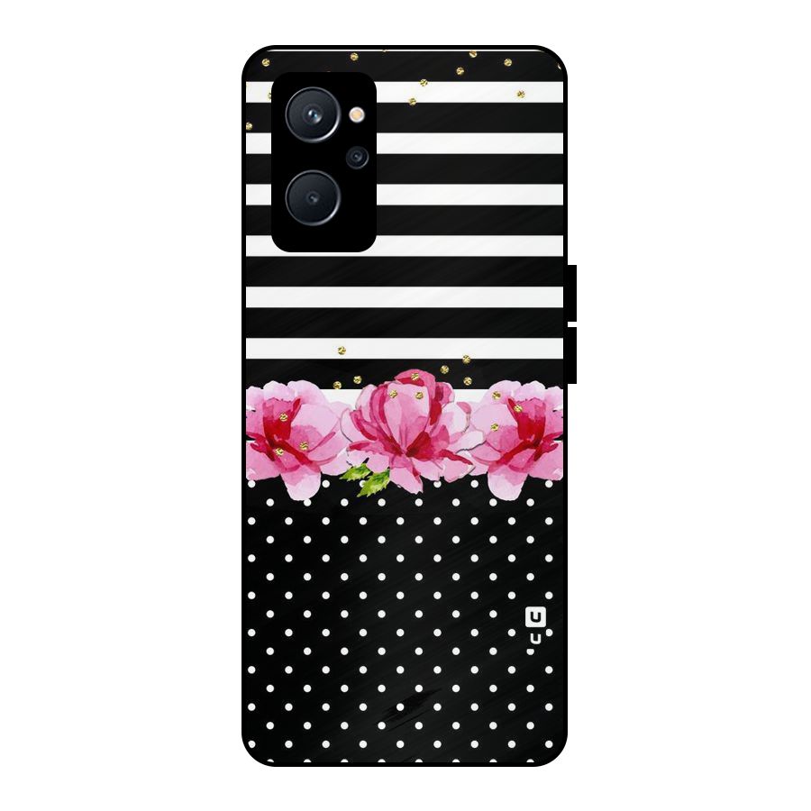 Polka Floral Stripes Metal Back Case for Realme 9i 5G