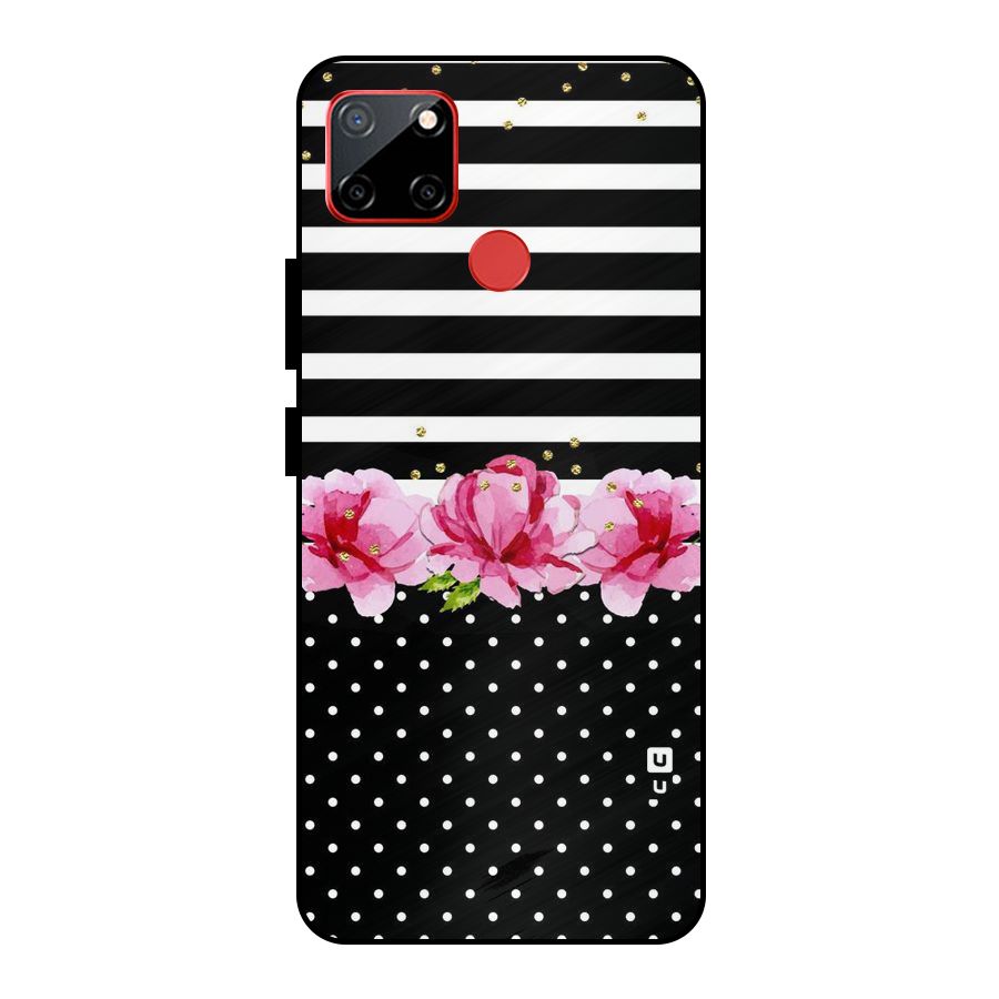 Polka Floral Stripes Metal Back Case for Realme C12
