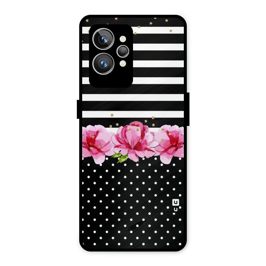 Polka Floral Stripes Metal Back Case for Realme GT2 Pro