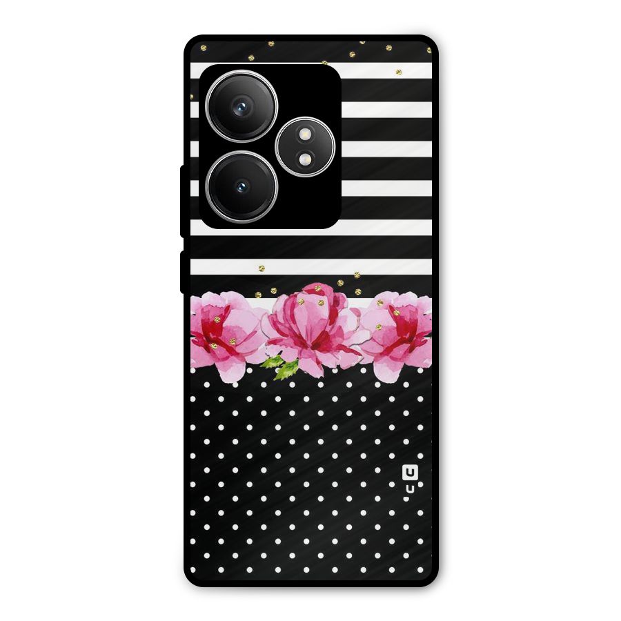 Polka Floral Stripes Metal Back Case for Realme GT 6T