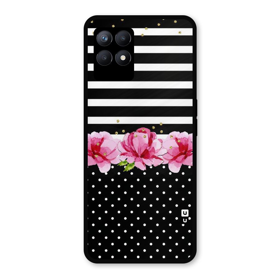 Polka Floral Stripes Metal Back Case for Realme Narzo 50