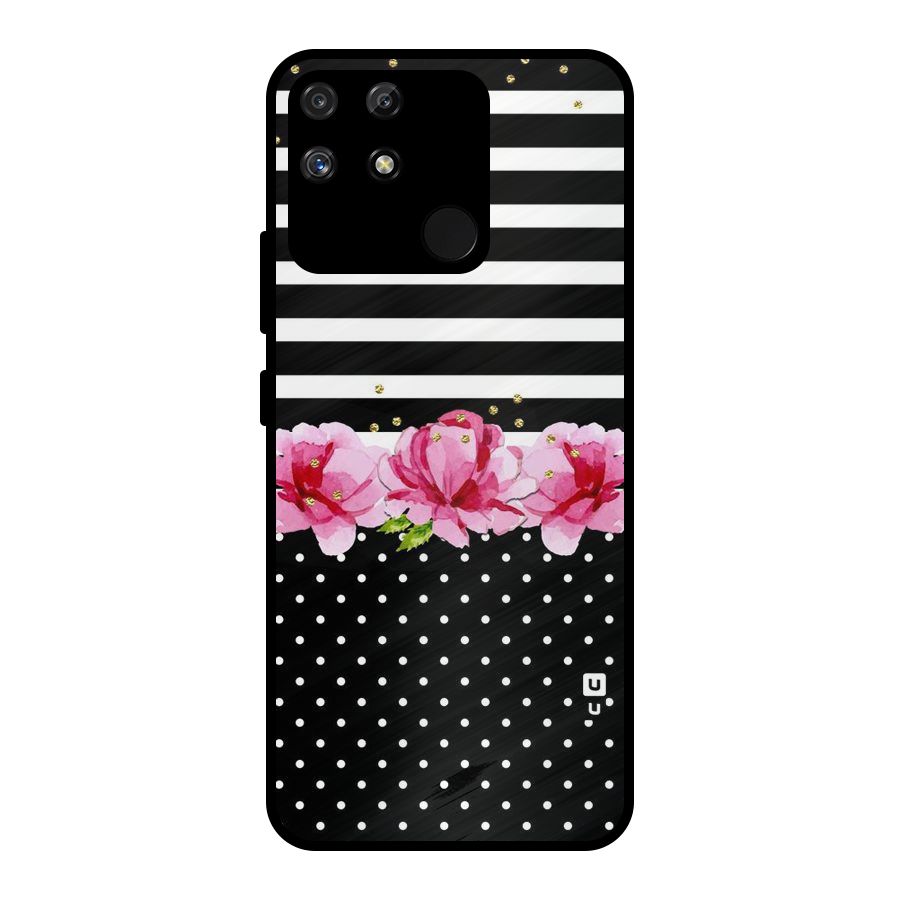 Polka Floral Stripes Metal Back Case for Realme Narzo 50A