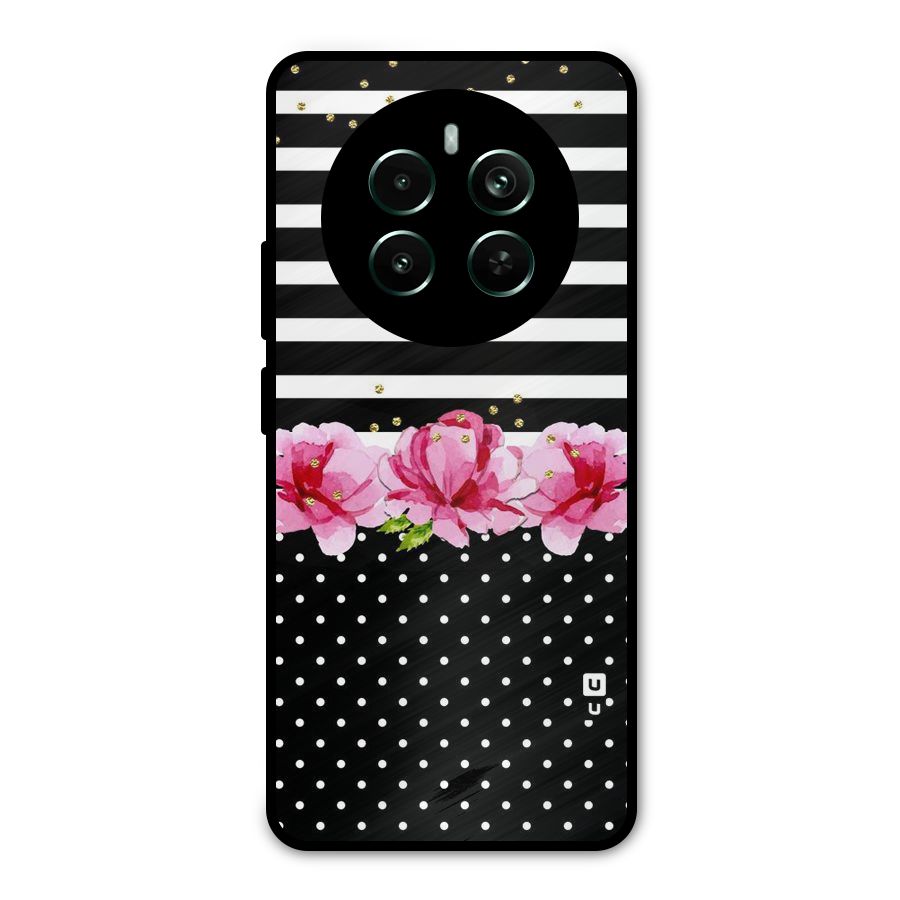 Polka Floral Stripes Metal Back Case for Realme Narzo 70 Pro