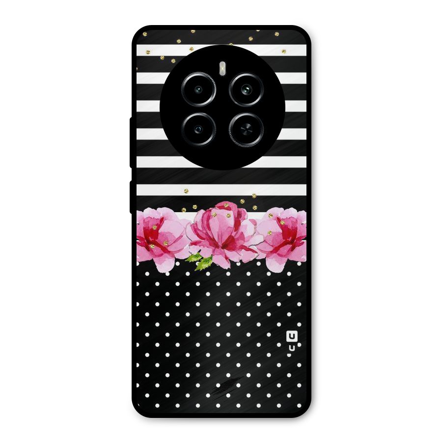 Polka Floral Stripes Metal Back Case for Realme P1
