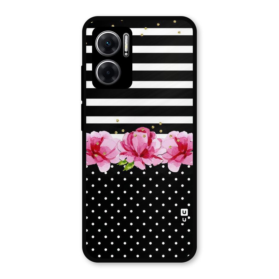 Polka Floral Stripes Metal Back Case for Redmi 11 Prime 5G