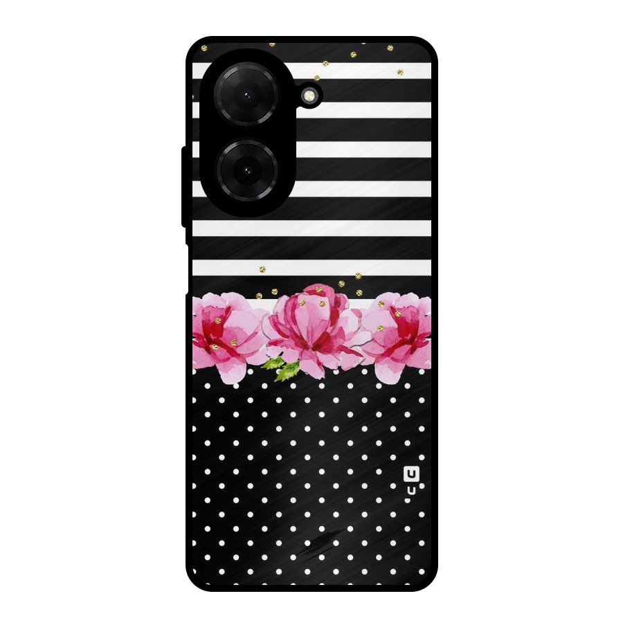 Polka Floral Stripes Metal Back Case for Redmi A5 4G