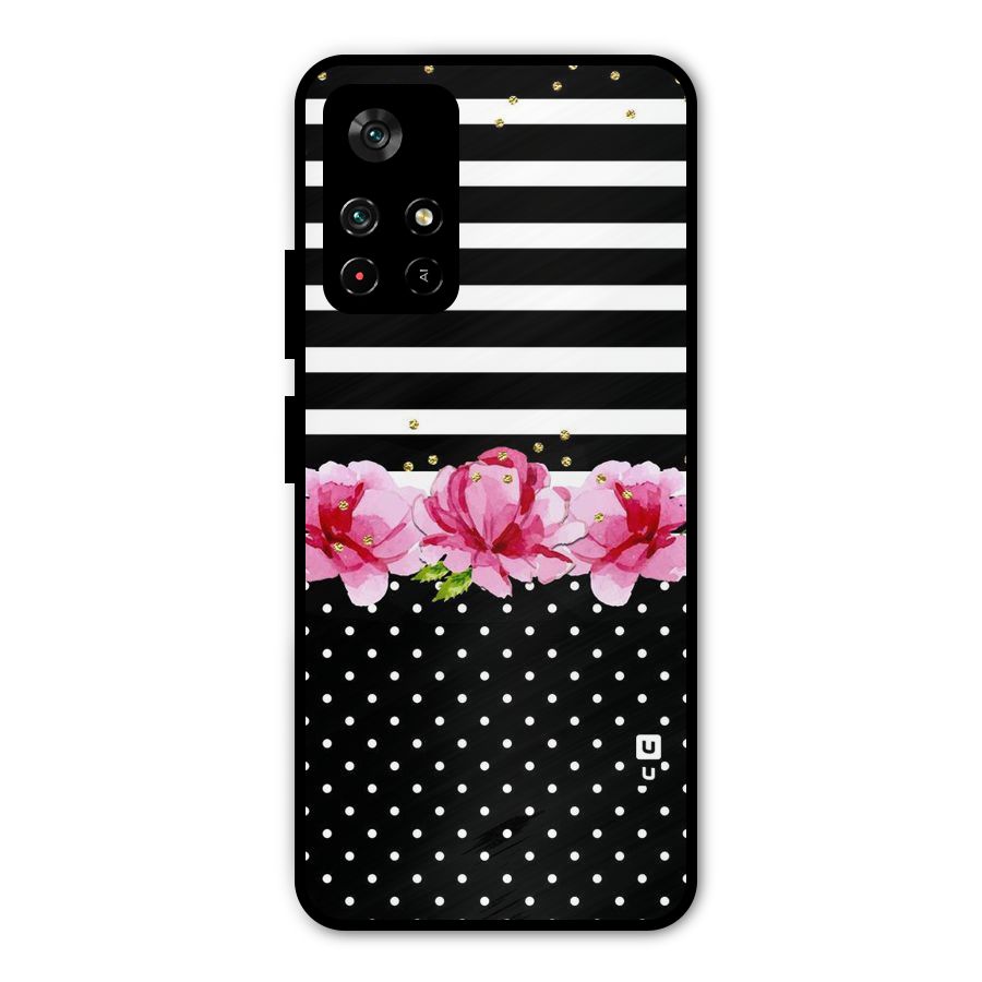 Polka Floral Stripes Metal Back Case for Redmi Note 11T 5G