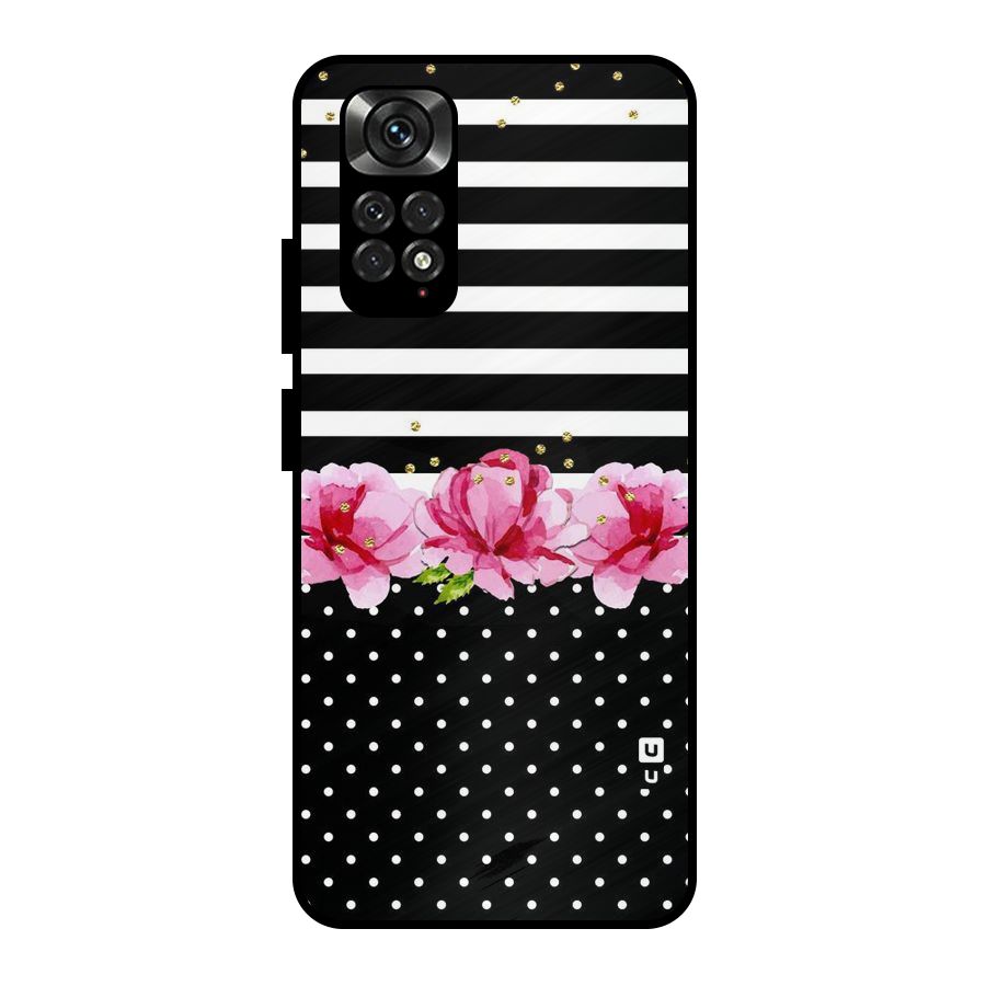 Polka Floral Stripes Metal Back Case for Redmi Note 11 Pro