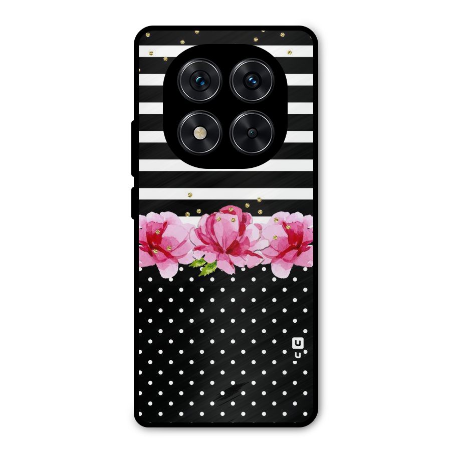 Polka Floral Stripes Metal Back Case for Redmi Note 14 Pro 5G