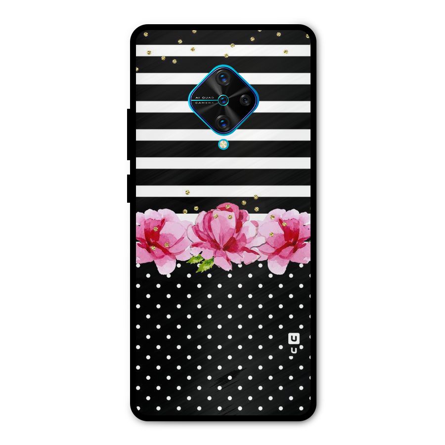 Polka Floral Stripes Metal Back Case for Vivo S1 Pro
