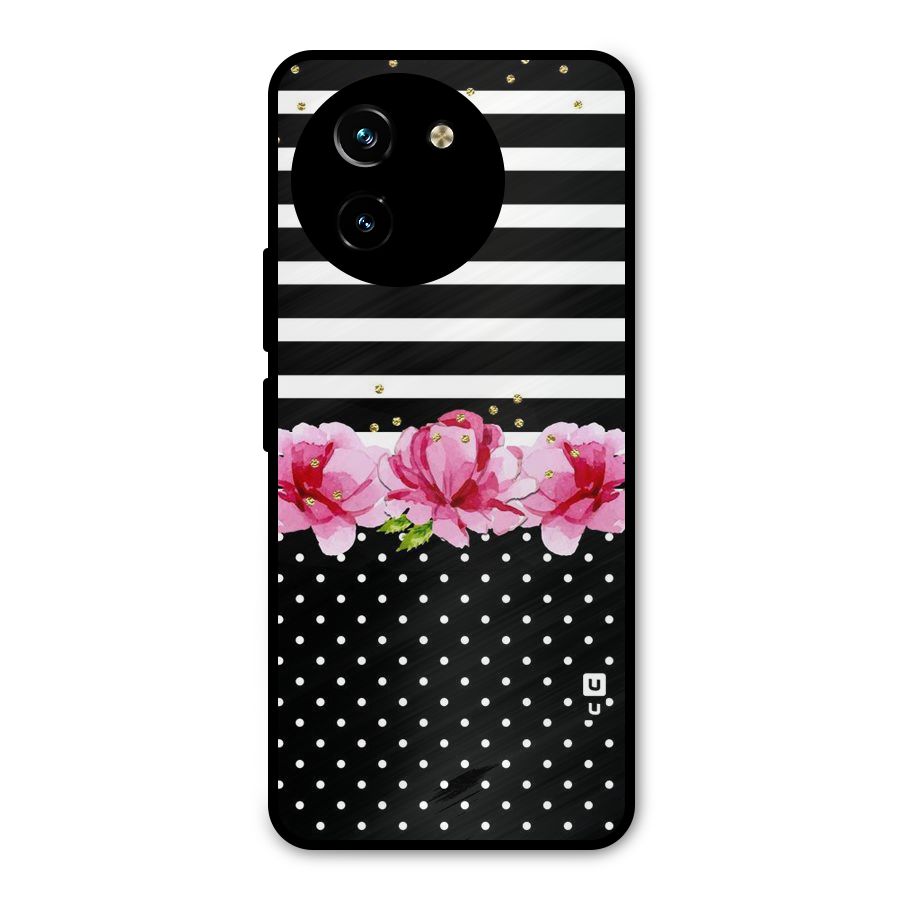 Polka Floral Stripes Metal Back Case for Vivo T3x