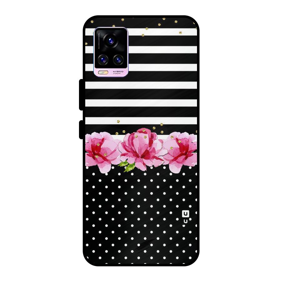 Polka Floral Stripes Metal Back Case for Vivo V20 Pro