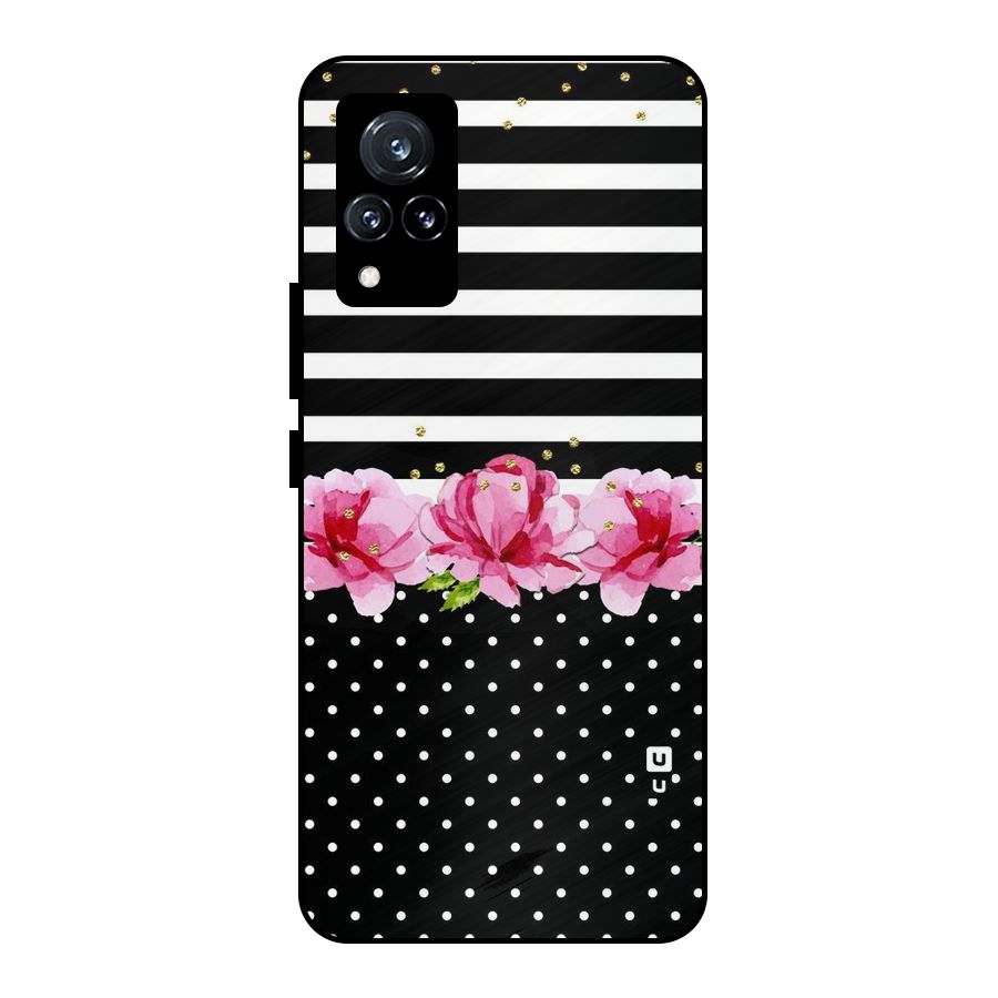 Polka Floral Stripes Metal Back Case for Vivo V21 5G