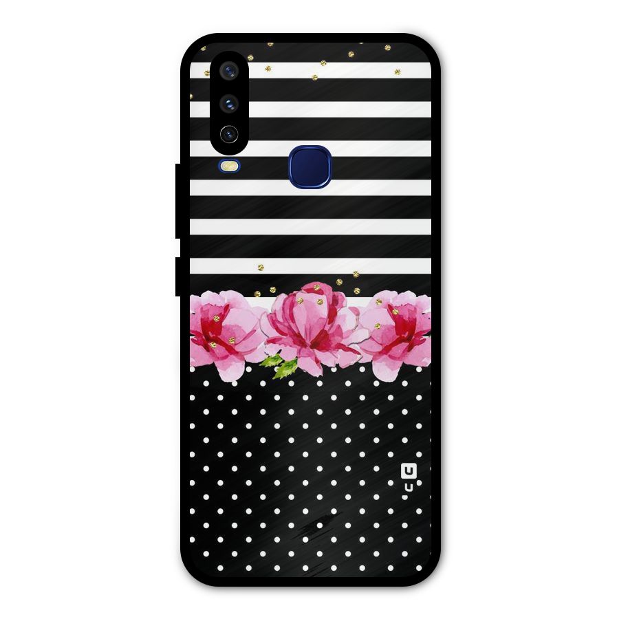Polka Floral Stripes Metal Back Case for Vivo Y12