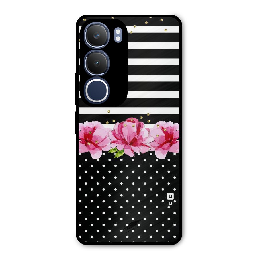 Polka Floral Stripes Metal Back Case for Vivo Y29
